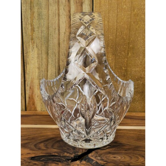 Vintage Polonia Lead Crystal Basket Vase Made In Poland - Picture 5 of 9